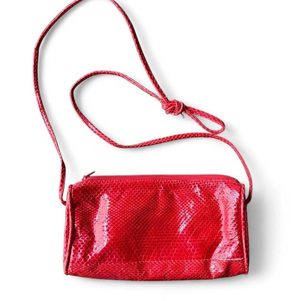 Red snake print crossbody bag